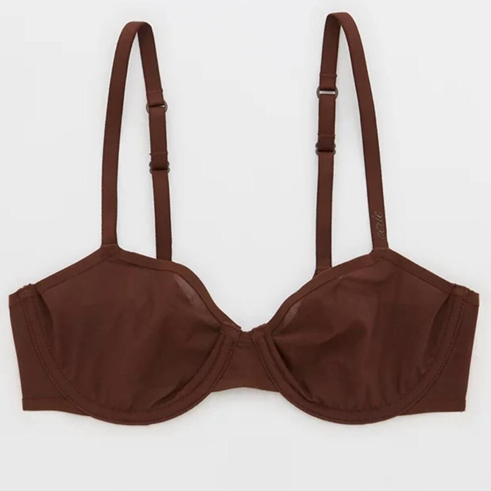Aerie Smoothez Mesh Unlined Balconette Underwire Size 36B Brown New With Tag